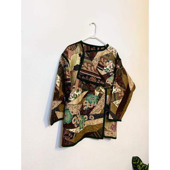 Handmade Jackets & Blazers - FESTIVAL Patchwork Quilt Large Jacket Upcycled Handmade Kimono Artsy New - Read